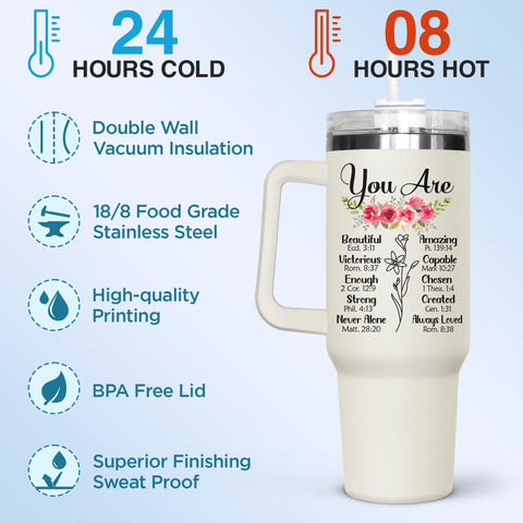 Double-wall insulation in GOOLERY 40oz tumbler maintains beverage temperature