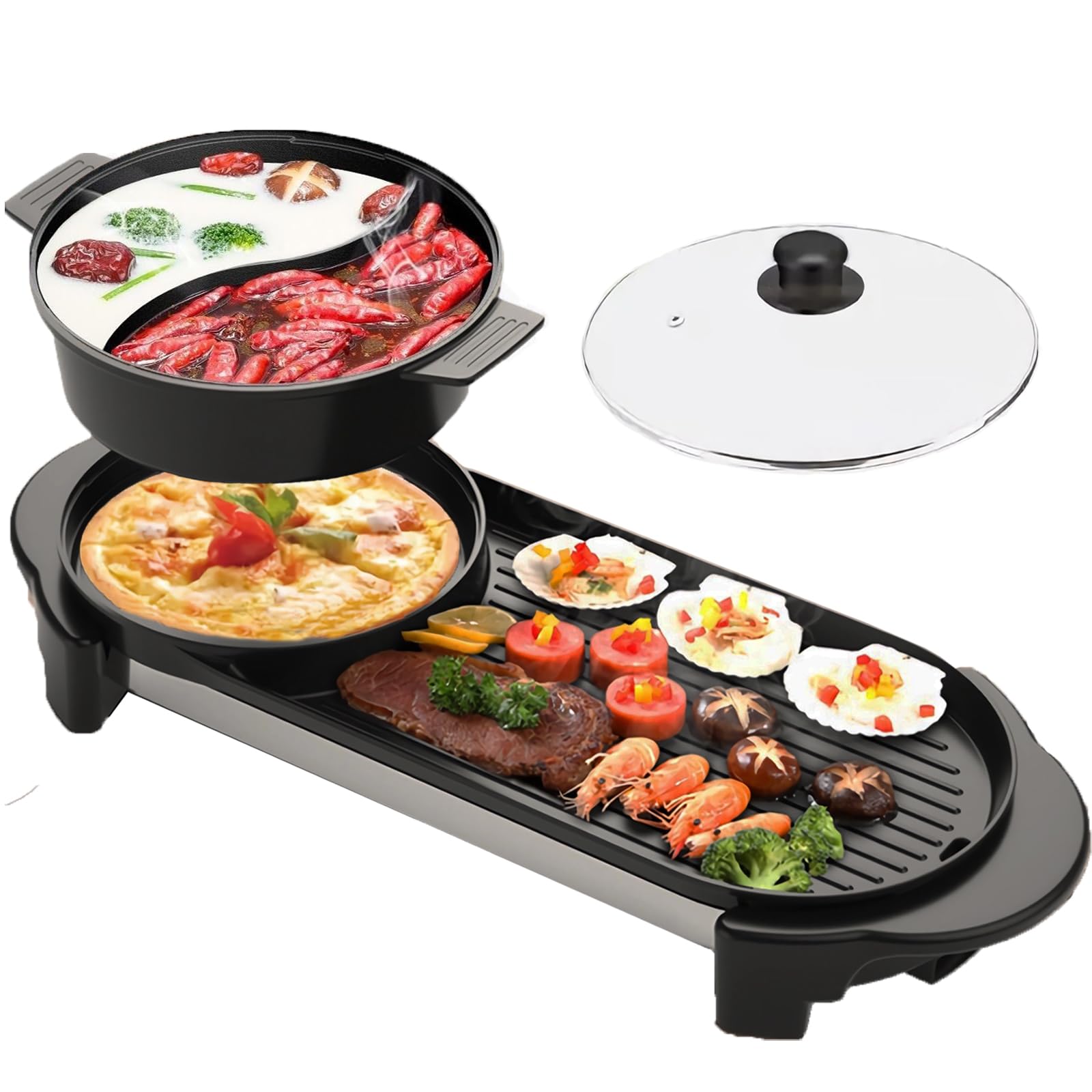 GOOTRIMY 2in1 hot pot grill for indoor gatherings with dual cooking