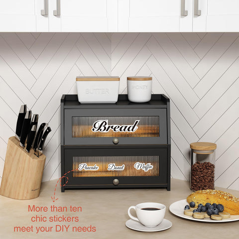 Goozii bread box flat-top shelf offers extra storage space.