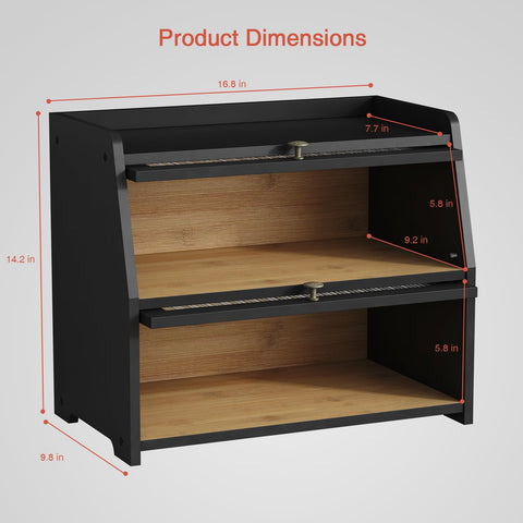 Goozii bread box magnetic latch keeps doors secure.