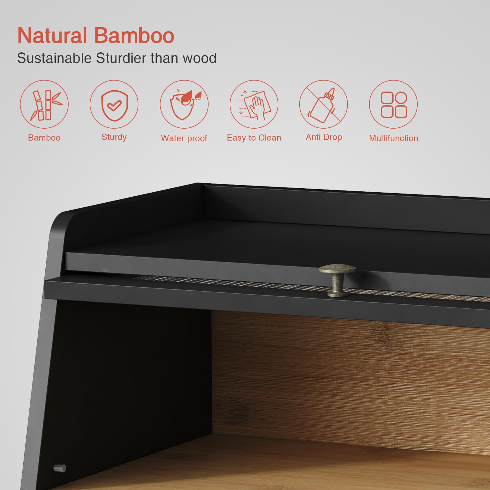 Goozii bread box rubber feet prevent slipping on counters.