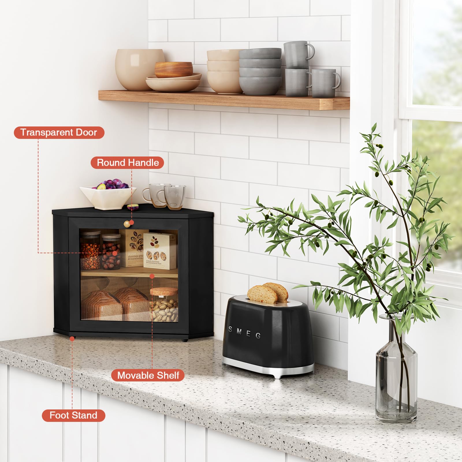 Goozii corner design maximizes counter space for everyday baking needs.