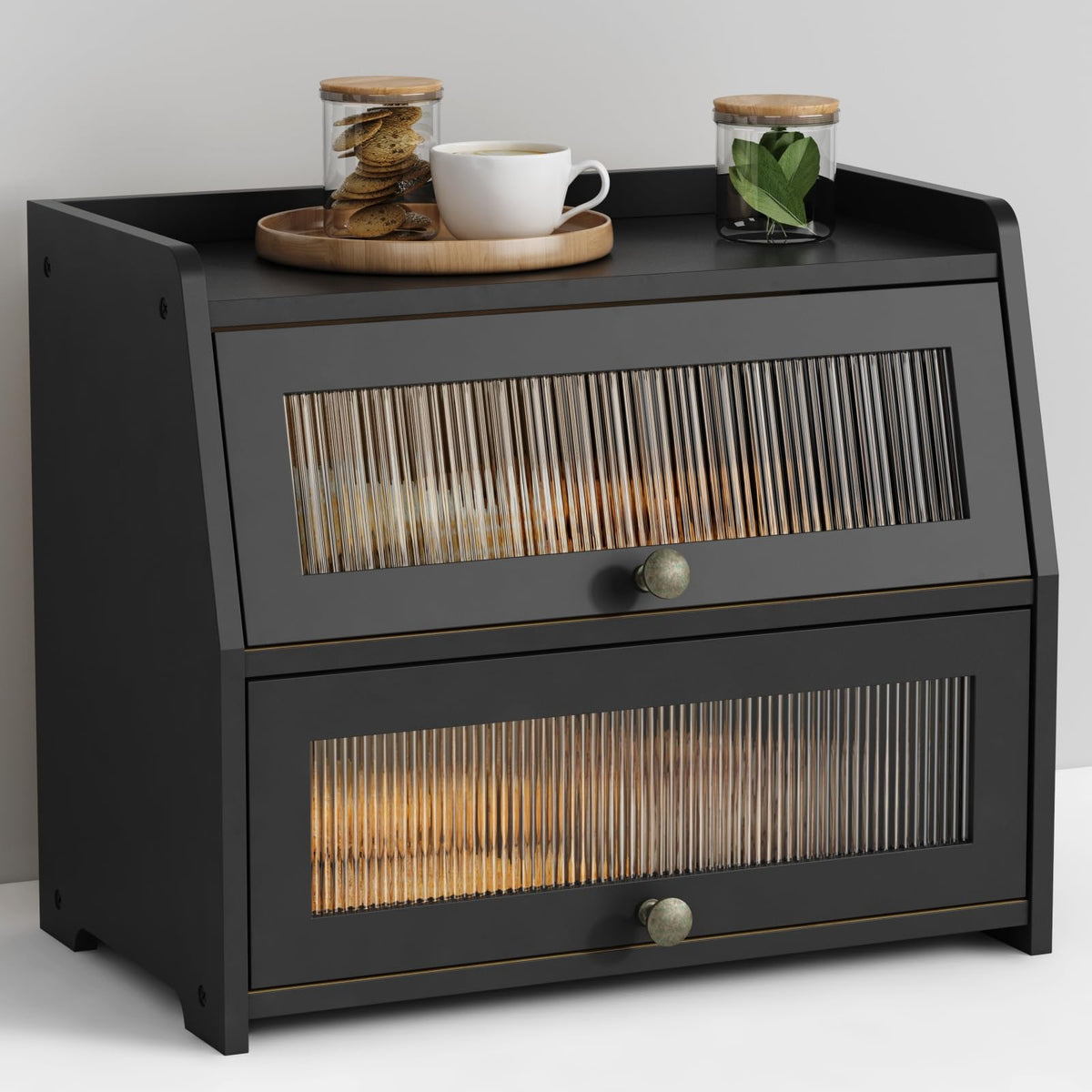 Goozii large bread box on countertop preserves freshness with airflow.
