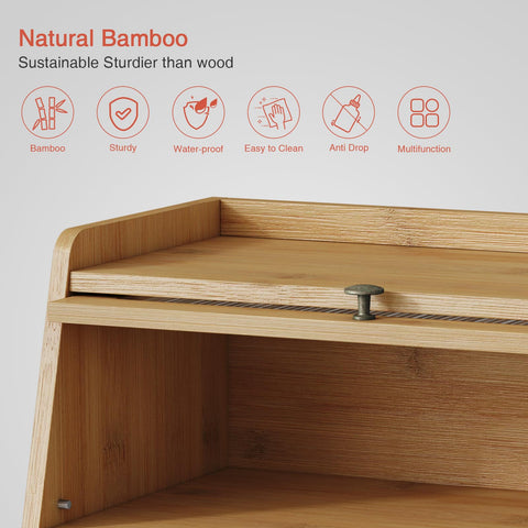 Goozii bamboo bread box assembly with hardware and feet