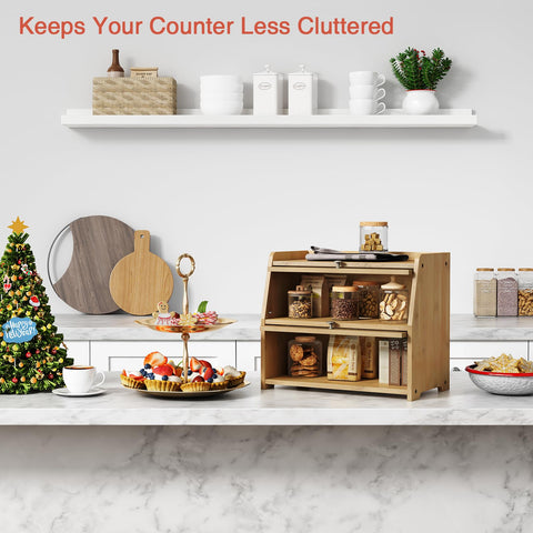 Goozii bread box frosted window door shows contents while preserving airflow