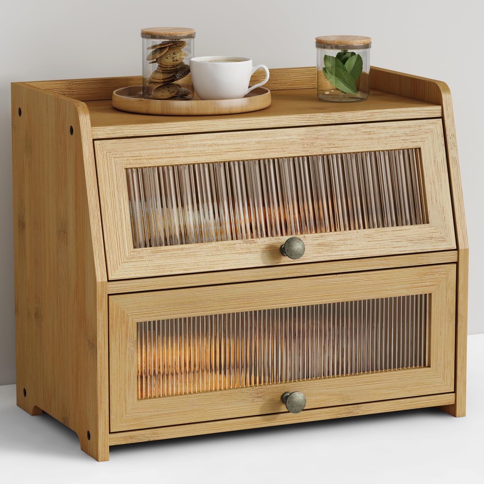 Goozii bread box large front view keeps bread organized on the counter