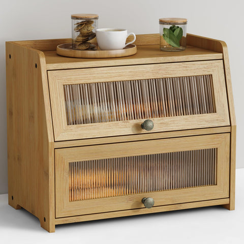 Goozii bread box large front view keeps bread organized on the counter