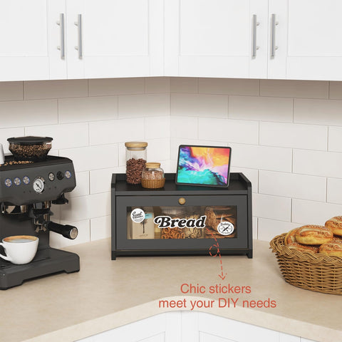 Goozii bread box magnetic door for easy access to baked goods.