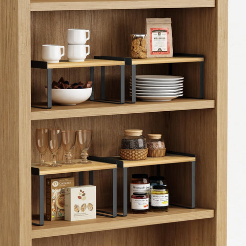 Goozii cabinet shelf large right lip keeps items secure for stacking.