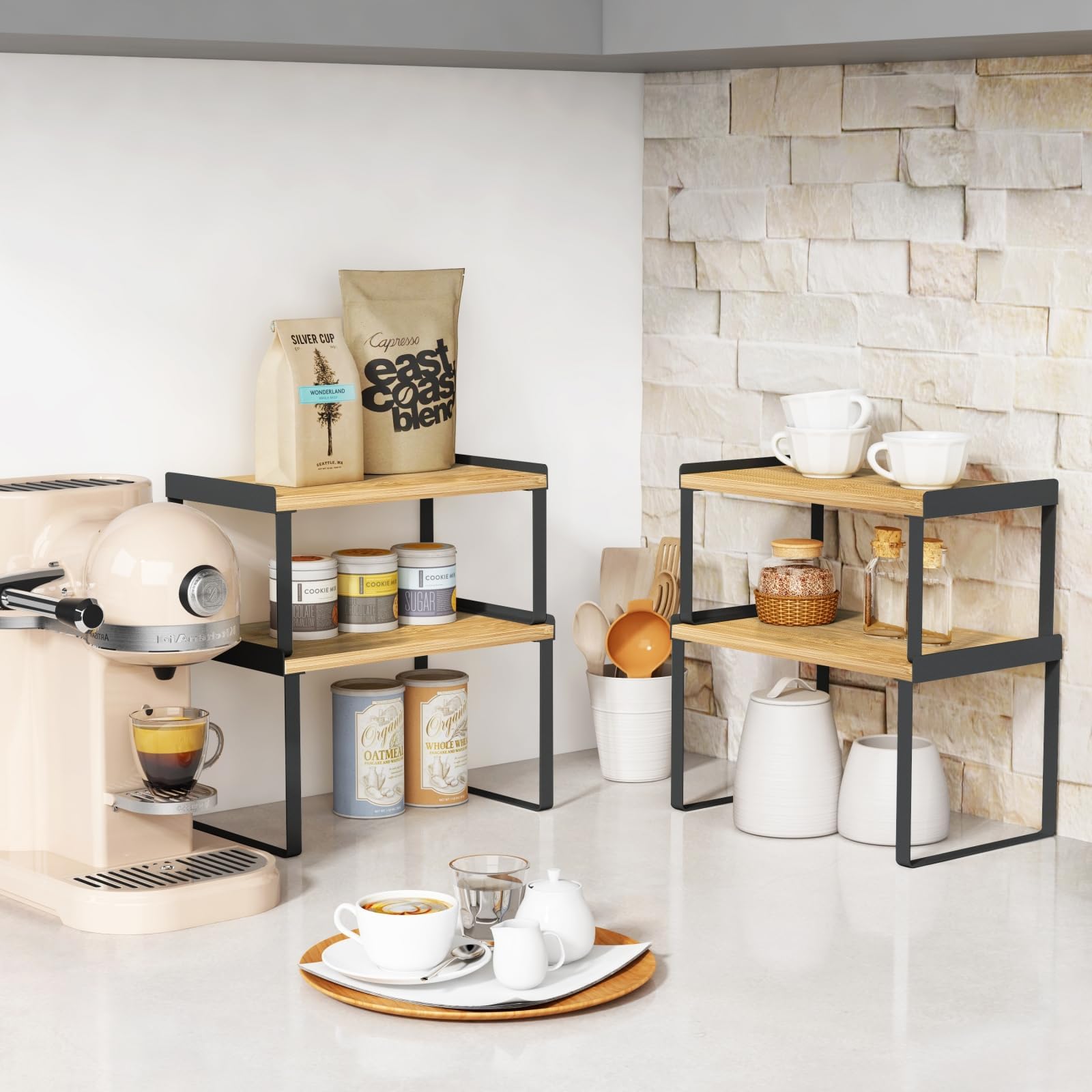 Goozii shelf riser large adds vertical cabinet space.