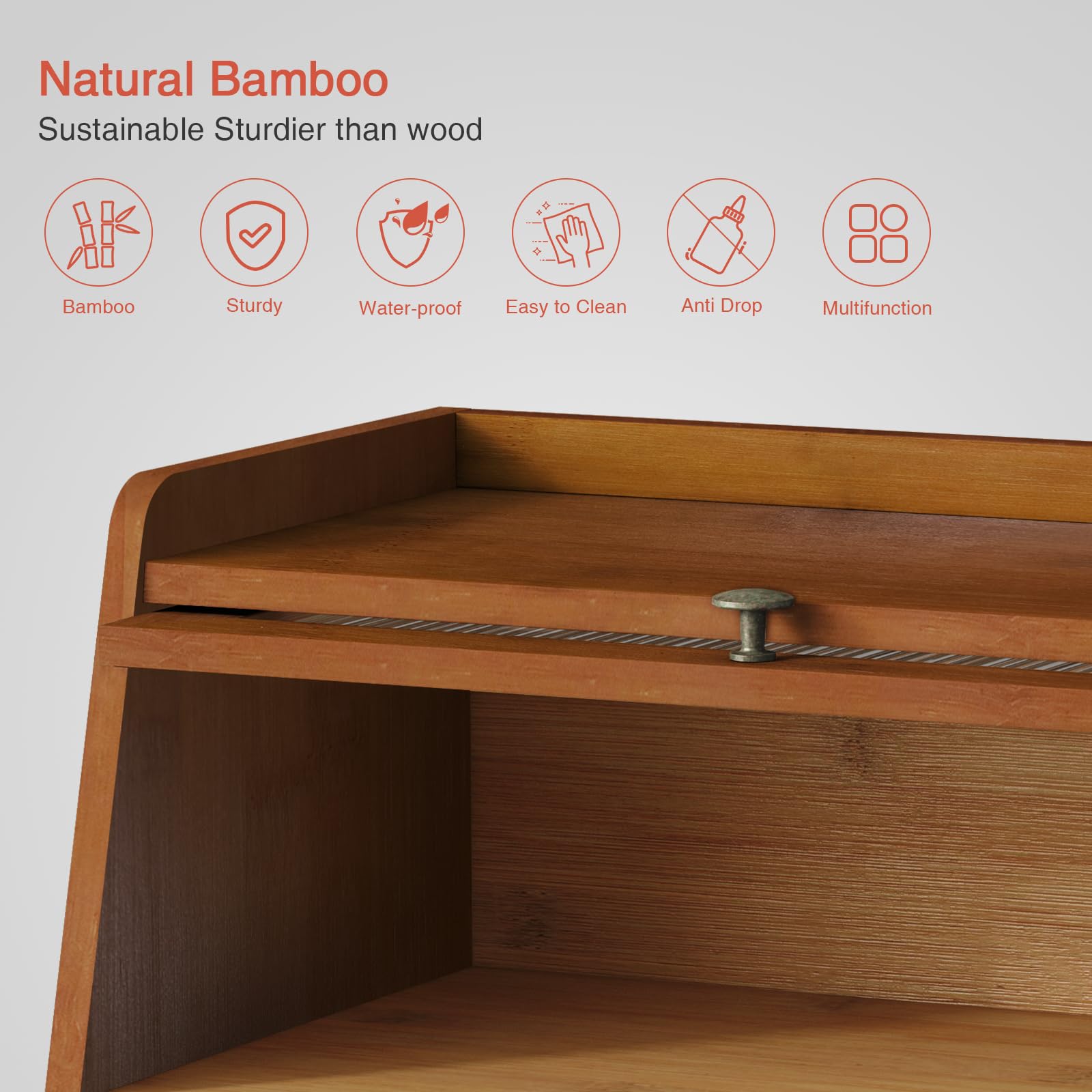 Goozii bamboo bread holder on counter keeps kitchen tidy and stylish.