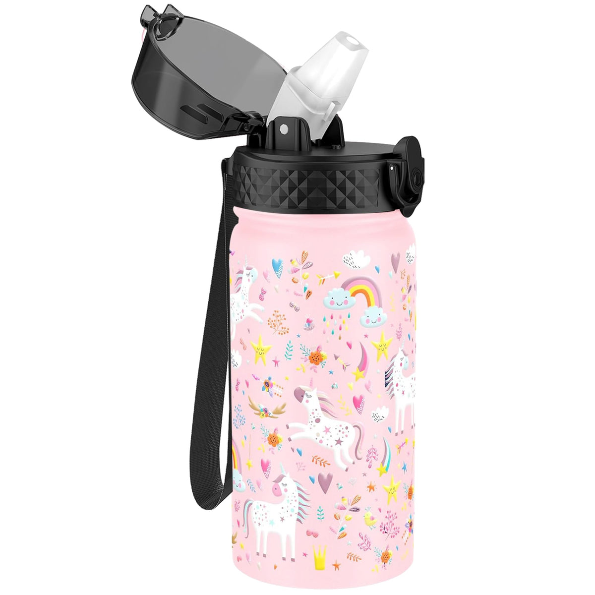 GOPPUS kids bottle with straw lid for easy school hydration