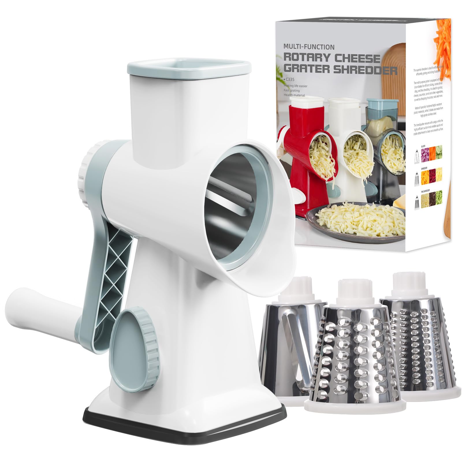 GORCI cheese grater with blades assembly for versatile shredding and slicing.