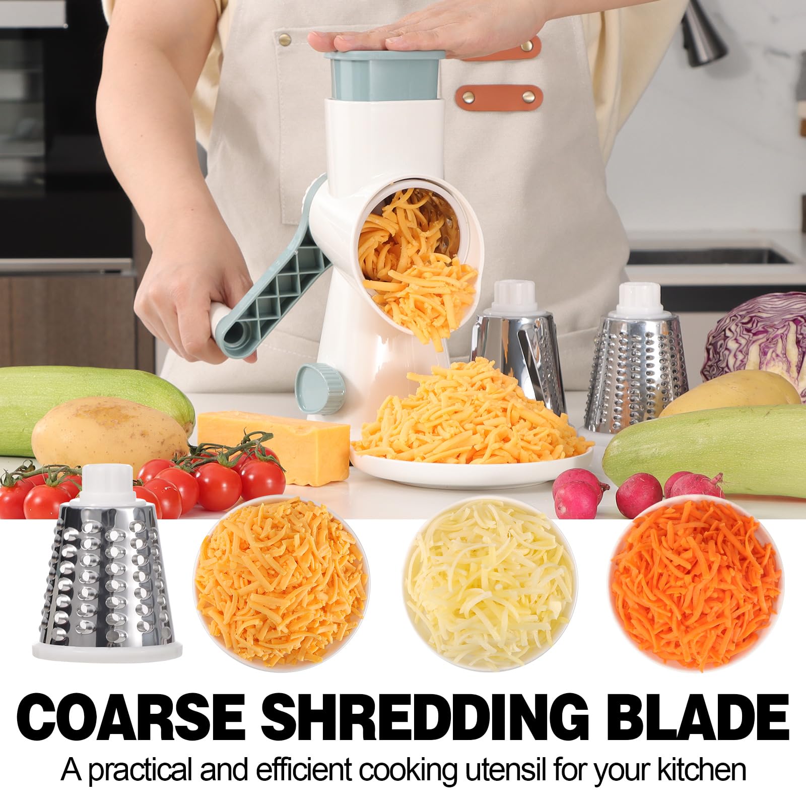GORCI rotary grater operation shows stable base during use.