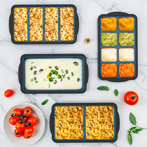 Two-pack Gorci freezer tray setup fits standard freezers.
