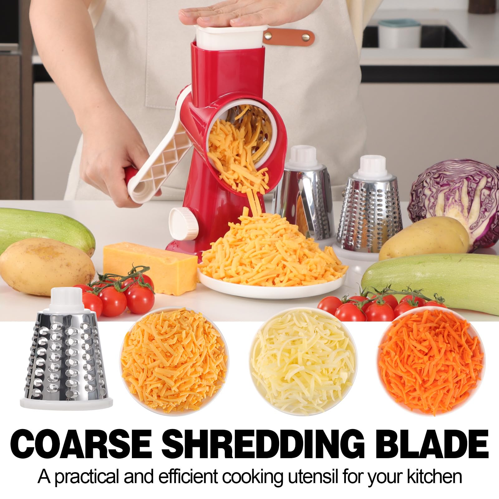 GORCI vegetable shredder with suction base for steady kitchen prep