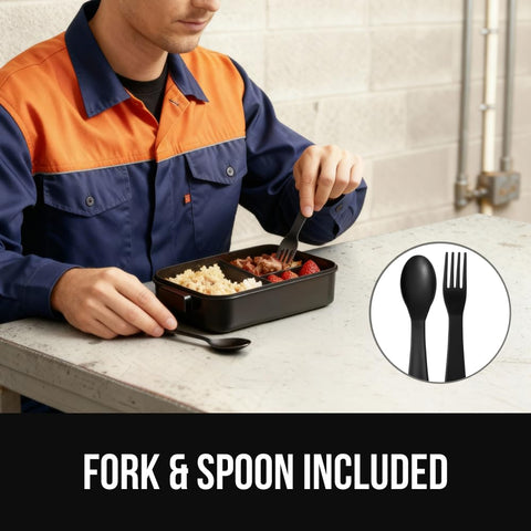 GORILLA GRIP 10-cup top-tier bento keeps hot and cold foods separated.