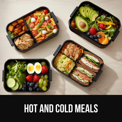 GORILLA GRIP 5-cup bento box ideal for portions and daily lunches.