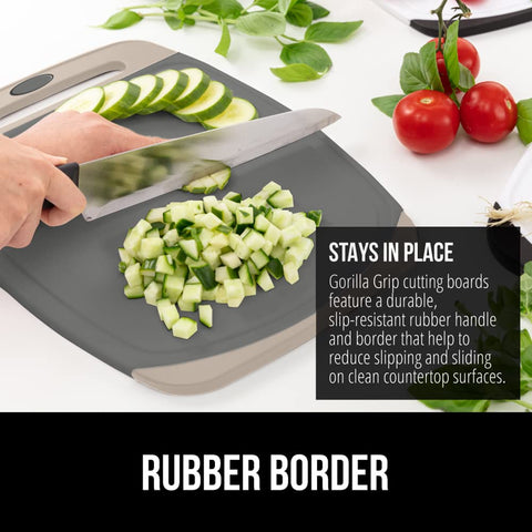 Gorilla Grip almond gray board with slip resistant border for secure chopping
