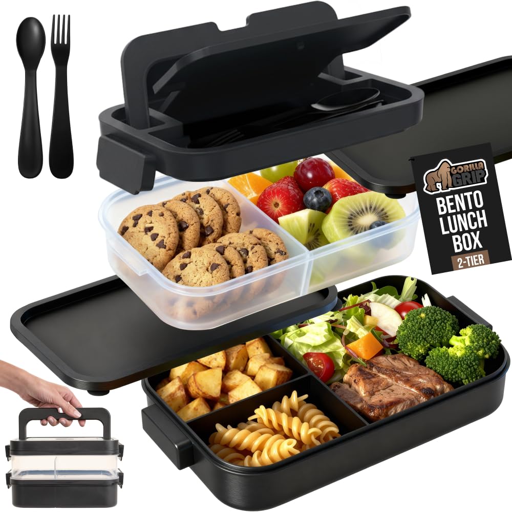 GORILLA GRIP Bento 5-compartment lunch box with leakproof lid for daily meals