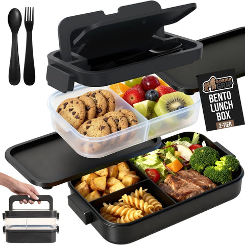 GORILLA GRIP Bento 5-compartment lunch box with leakproof lid for daily meals