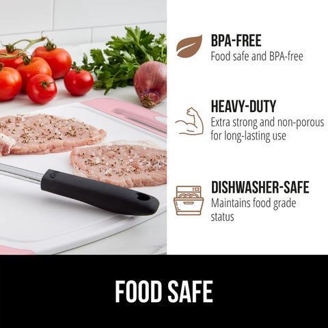 GORILLA GRIP pink BPA-free surface with juice grooves catching drippings