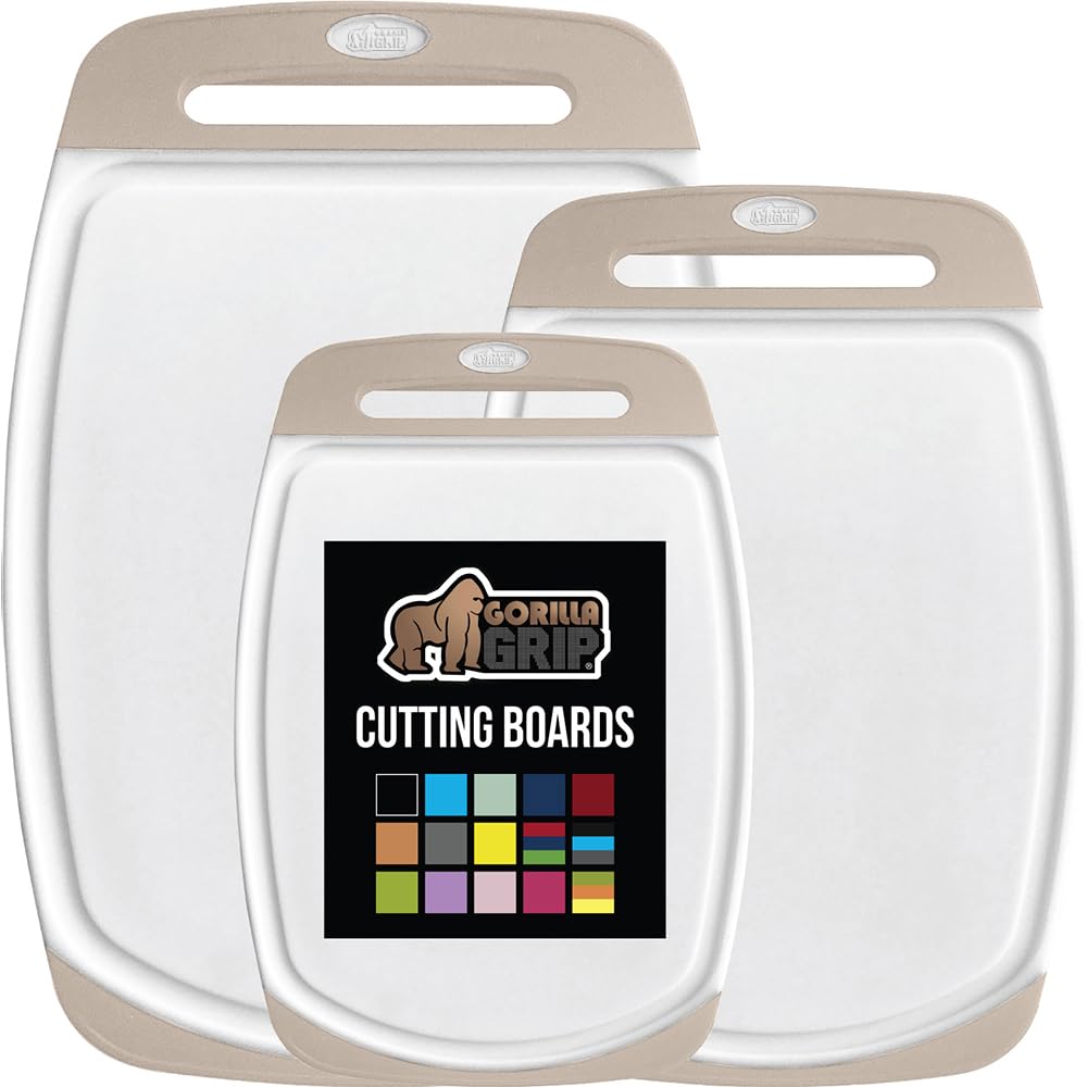 Gorilla Grip BPA-Free reversible set 3 almond – large prep surface for versatile meals