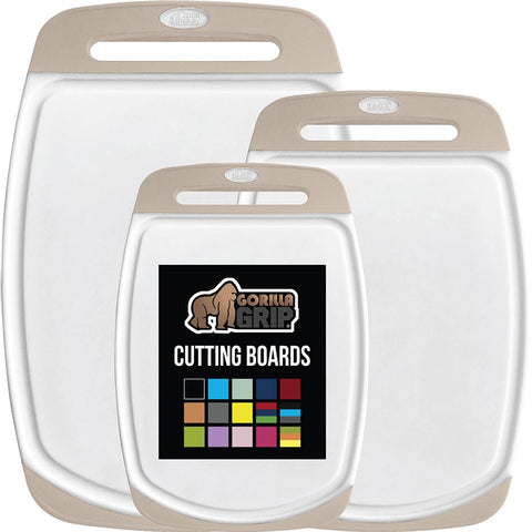 Gorilla Grip BPA-Free reversible set 3 almond – large prep surface for versatile meals