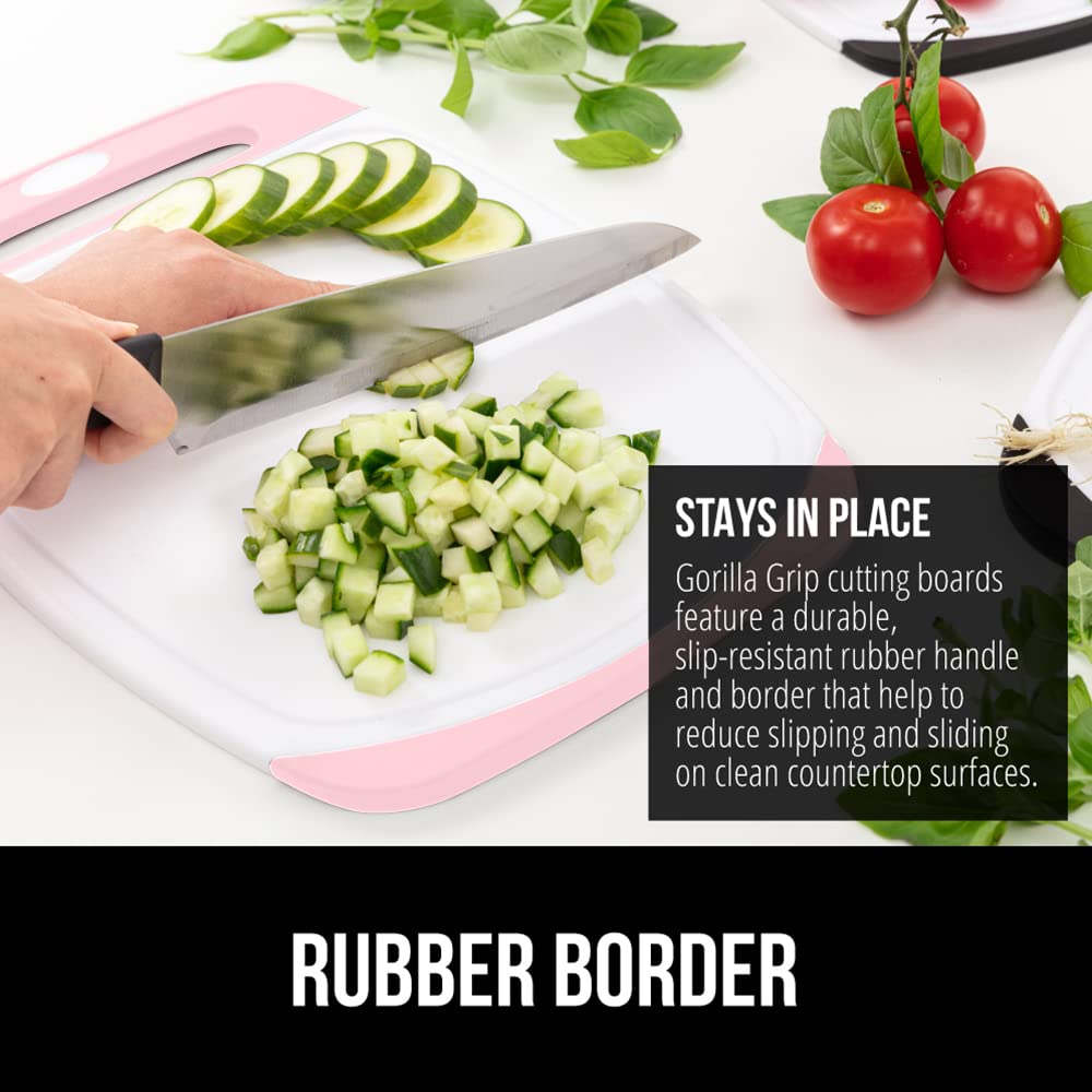 GORILLA GRIP pink medium cutting board 13.8x9.6 inches with slip-resistant edge