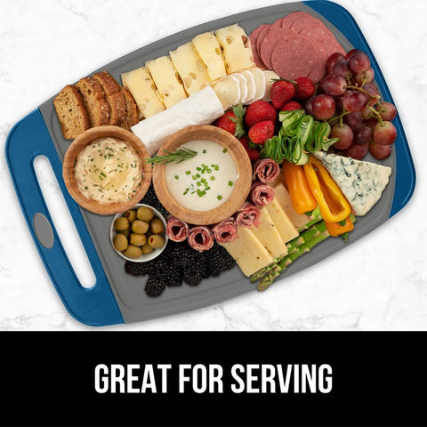 GORILLA GRIP charcuterie-ready setup with blue gray boards