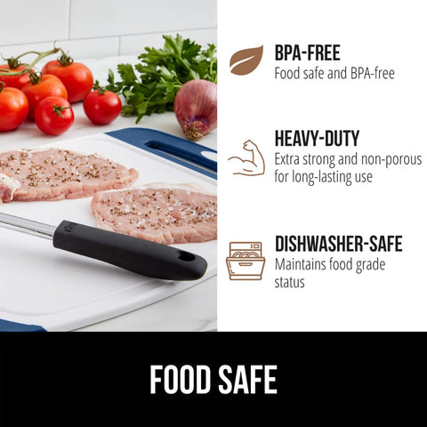 Dishwasher-safe plastic construction for easy cleanup after prep.