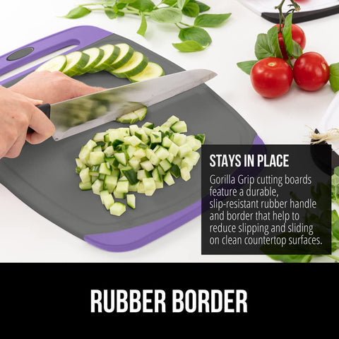 GORILLA GRIP BPA-free board with juice grooves catches liquids.