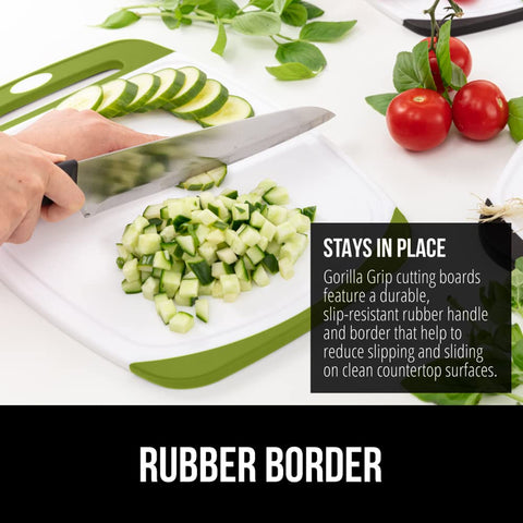 GORILLA GRIP cutting board set 3 nonporous surface prevents odor absorption during use.
