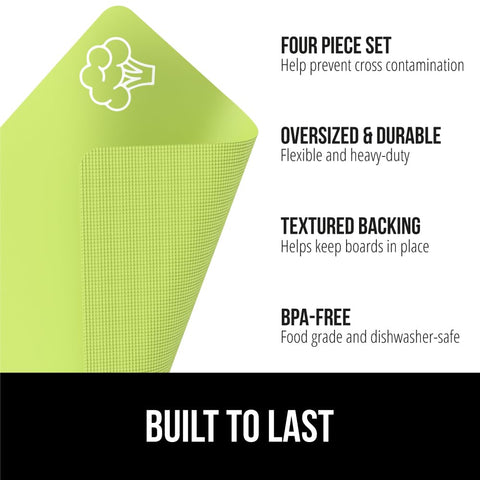 GORILLA GRIP textured backing keeps boards steady on counters during prep