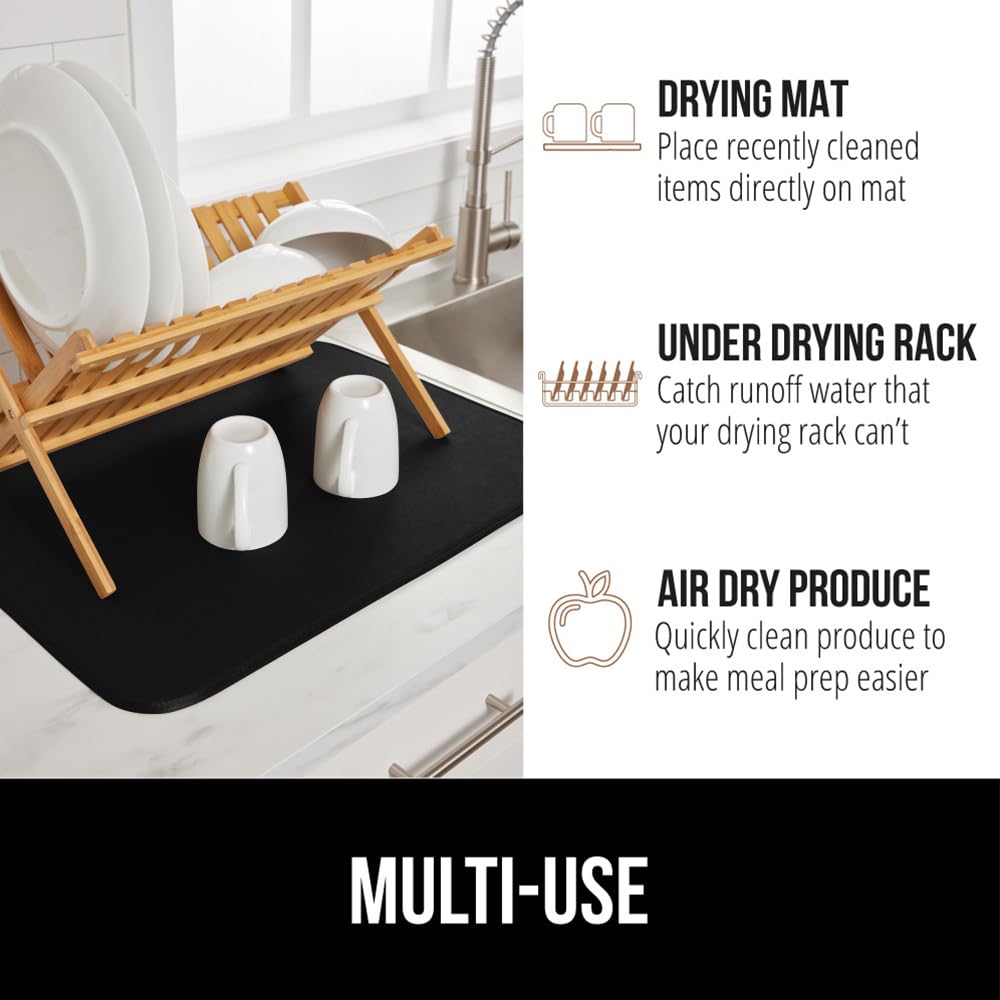 GORILLA GRIP thick cushioning protects countertops and delicate dishes.