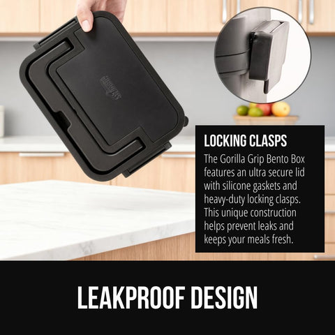 GORILLA GRIP dishwasher-safe bento box simplifies cleanup on top rack.