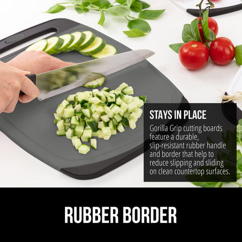 GORILLA GRIP cutting boards are dishwasher safe for quick cleanup.