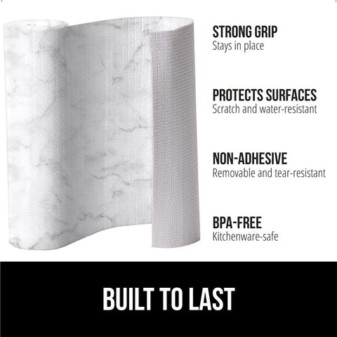 GORILLA GRIP DripGuard liner in a cabinet; water-resistant shield against drips while organizing.