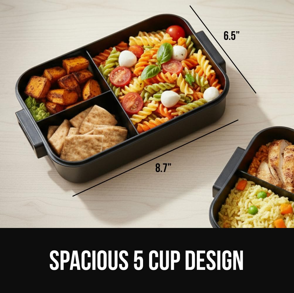 GORILLA GRIP freezer-safe bento helps stack meals for weekly meal prep.