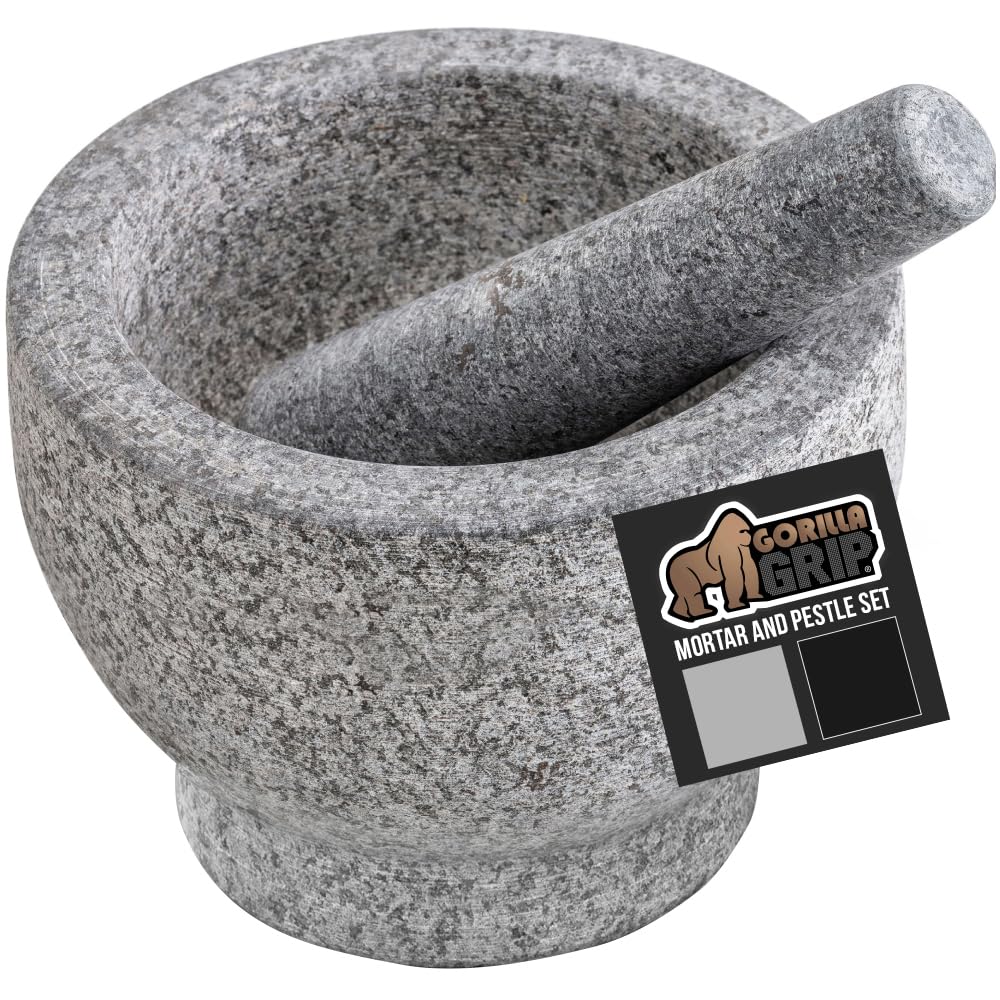 Gorilla Grip heavy-duty mortar and pestle gray texture for durable grinding