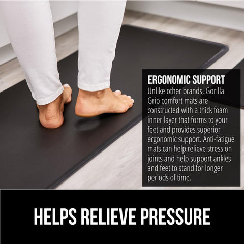 GORILLA GRIP foam-detail shows cushioned support for tired feet.