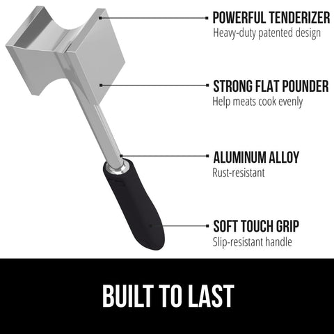 GORILLA GRIP meat tenderizer soft-touch handle for comfortable grip during use