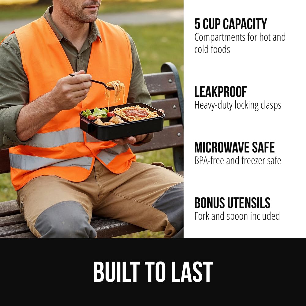 GORILLA GRIP microwave-safe bento lunch box designed for easy reheating of leftovers.
