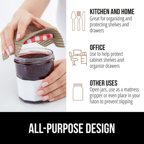 GORILLA GRIP powerGRIP kitchen drawer organizer using liner to stabilize utensils
