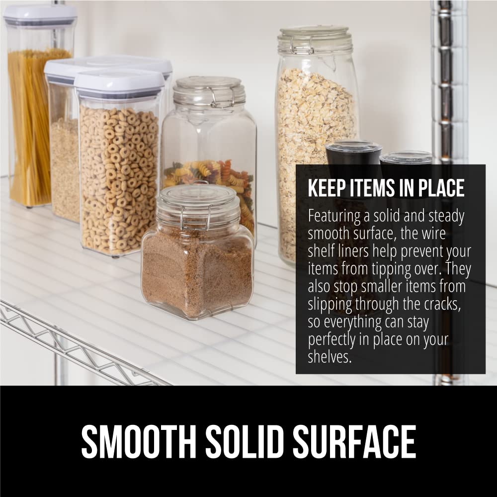 GORILLA GRIP ShelfGuard liner in kitchen cabinet creates a smooth, organized surface.