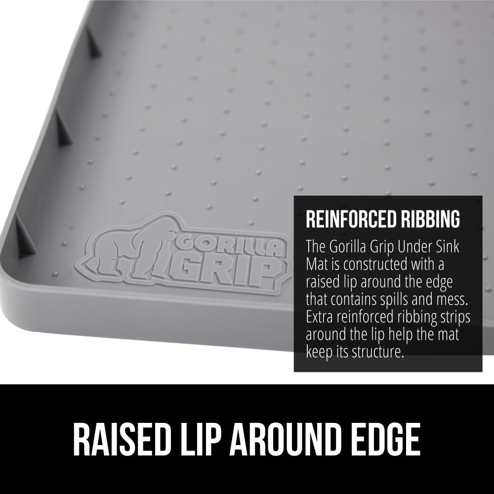 GORILLA GRIP stays-in-place mat grips cabinets during daily use