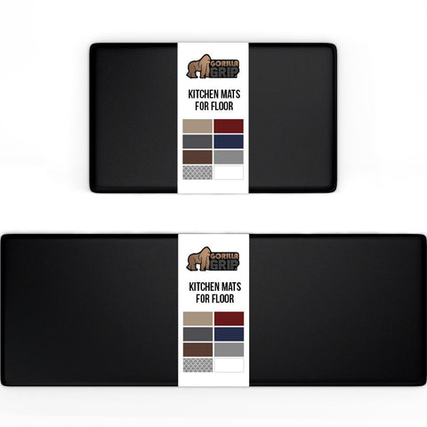 GORILLA GRIP two-pack kitchen mats top view highlights comfort and space for standing.