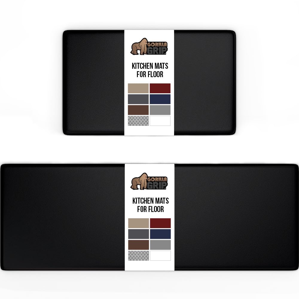 GORILLA GRIP two-pack 17x29 mat close-up shows foam support for all-day comfort.