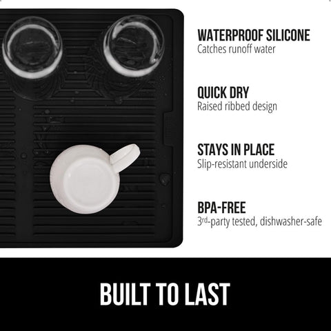 Gorilla Grip mat's water-catching edges keep the counter dry after use.