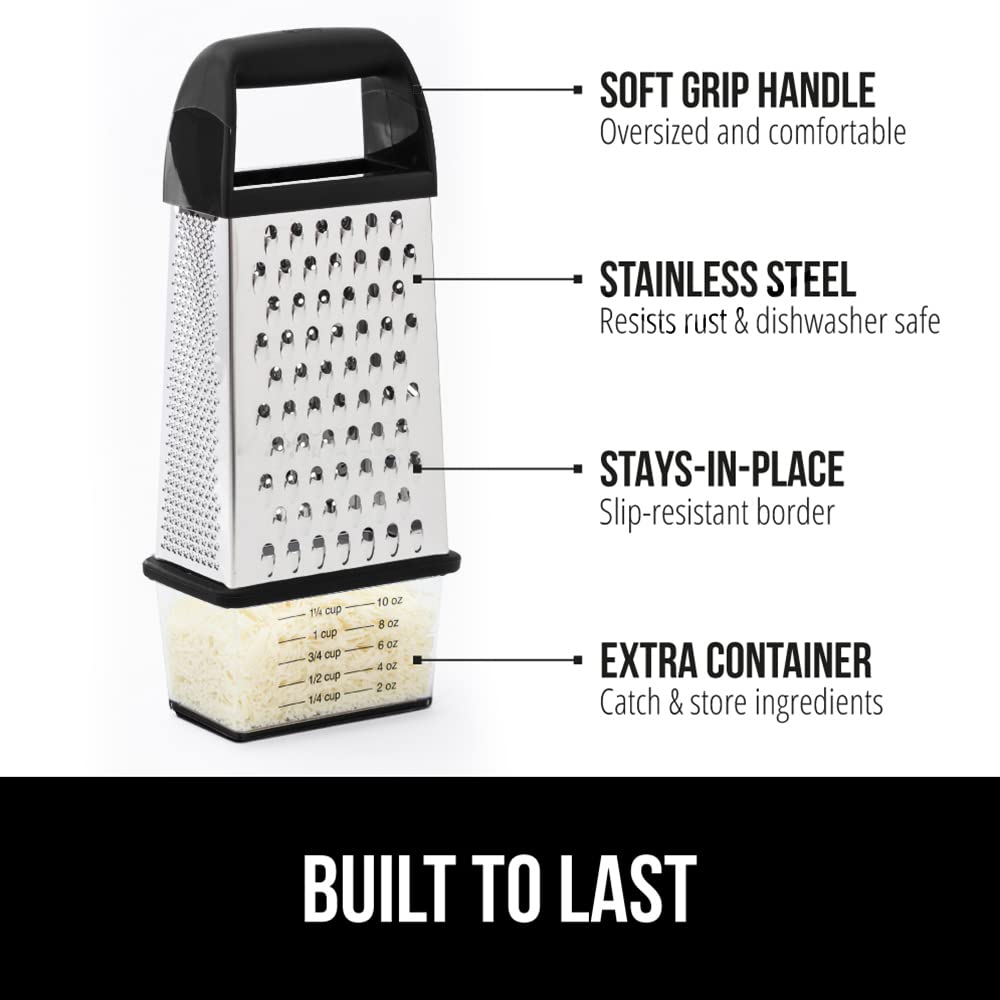 GORILLA GRIP XL box grater with attached catcher for easy ingredient collection